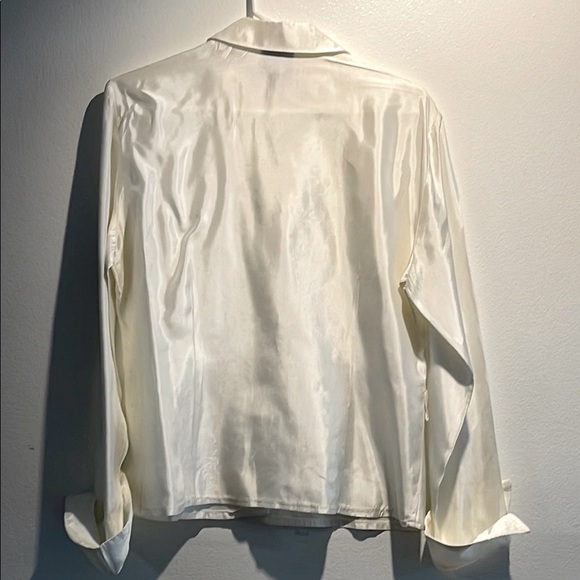 White Button Down Shirt by JS Collections with Cuffed Sleeves Size 12 - Picture 7 of 8